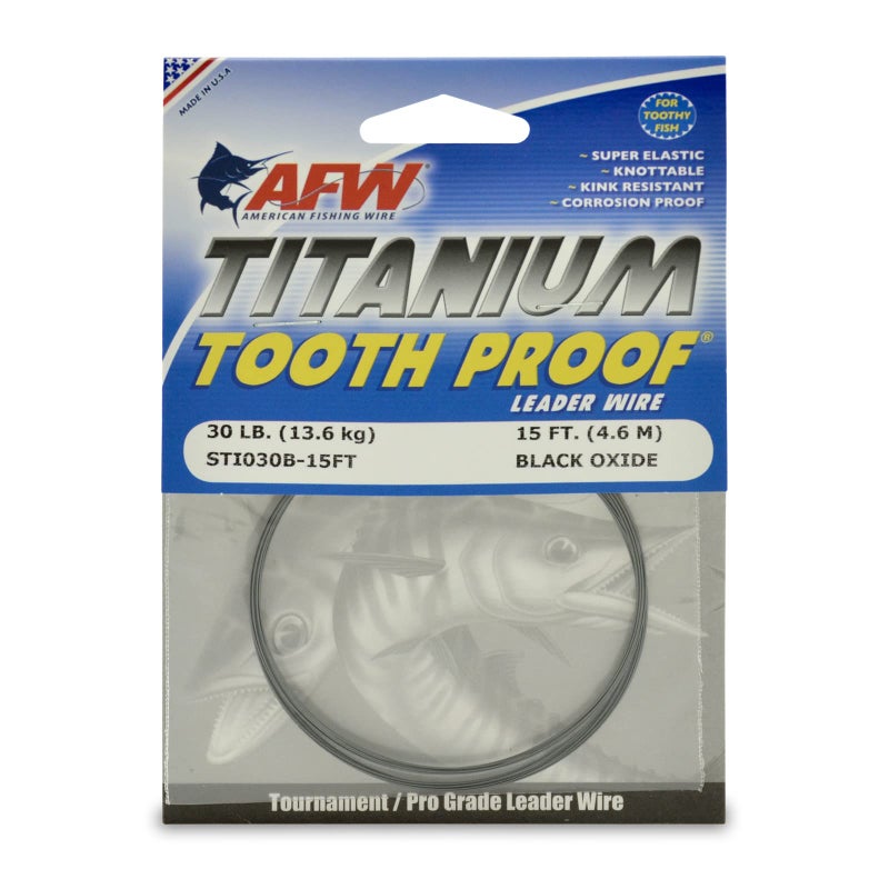 AFW Titanium Tooth Proof, Single Strand Leader Wire, 30 lb, 15 ft - Image 1